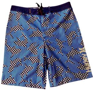 Hurley Boys Board Shorts Sharks Size 18/29 Swim Trunks Surf Boardies